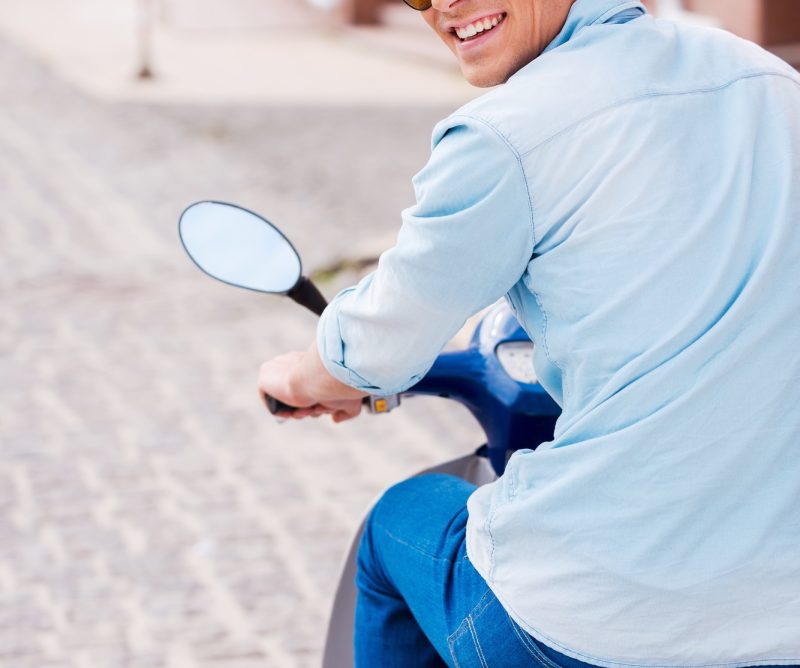 Enjoying scooter ride. Enjoying scooter ride.